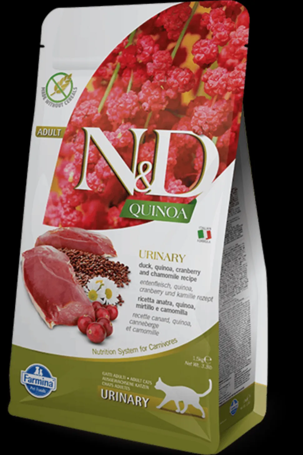 FARMINA - Croquettes n&d quinoa urinary canard & canneberge chat 1,5 kg