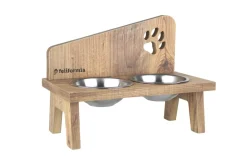 FELIFORMIA - Feliformia® Gamelle Chat 600ml Support en bois avec 2 Bols Gamelle Chat surélevée acier inoxydable Bol pour Chat et Petit Chien