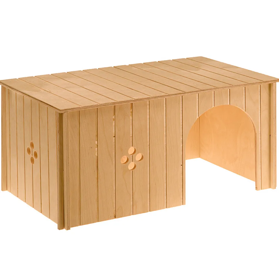 Ferplast maison lapin, accessoire pour cage lapin, avec toit plat et trous d'aération, en kit de montage, 52 x 31 x h 26 cm, sin