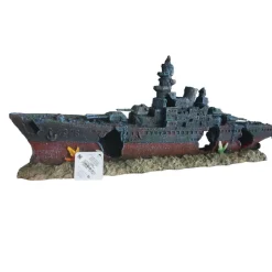 FLAMINGO - Bateau épave 48.5 x 10 x h 19cm, décoration aquarium