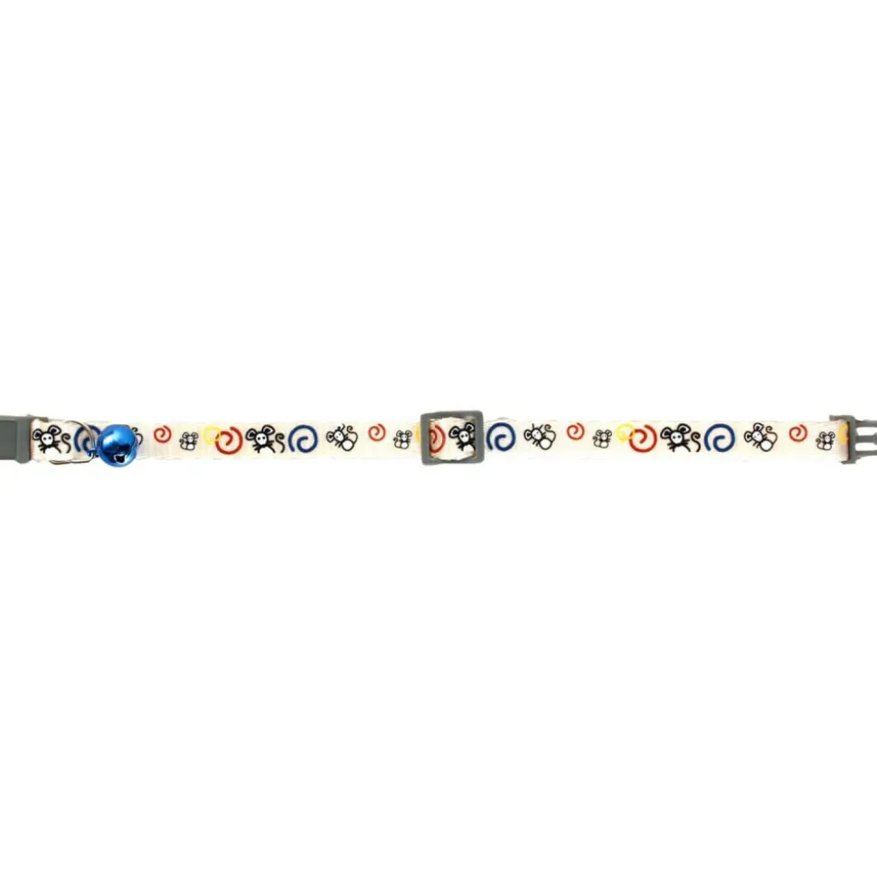 FLAMINGO - Collier réglable de 20 à 35 cm blanc avec motif souris pour chat