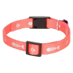 FLAMINGO - Collier réglable de 20 à 35 cm rose motif poisson + clochette pour chat