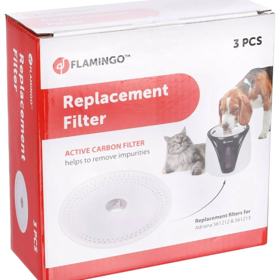 FLAMINGO - 3 filtres rechange pour fontaine sensor adriana noir pour chat et chien