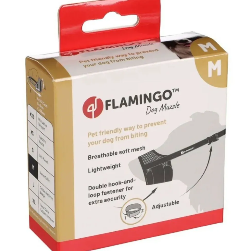 FLAMINGO - Muselière noir en nylon doux taille m pour chien