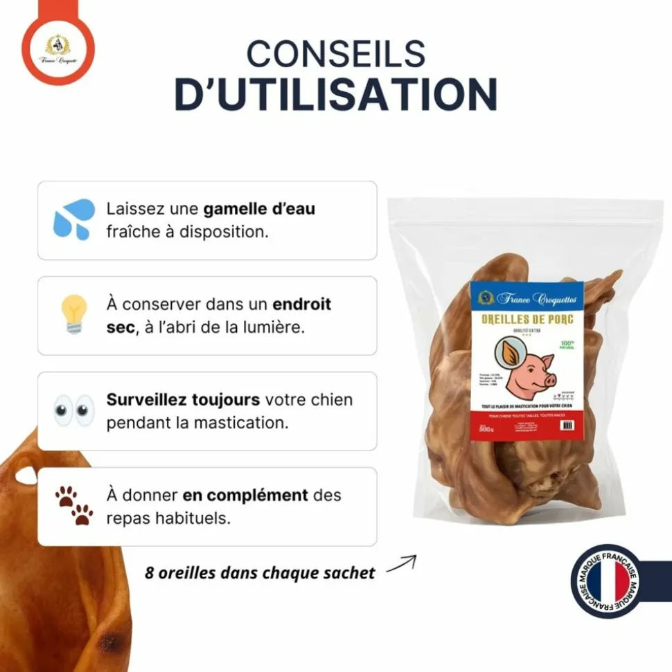 FRANCE CROQUETTES - Oreille de porc 3x500g - france croquettes