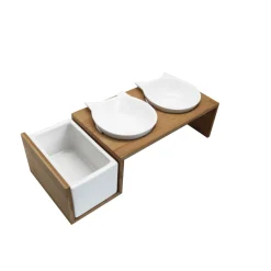 HAMI FORM - Gamelle double chat avec support herbe