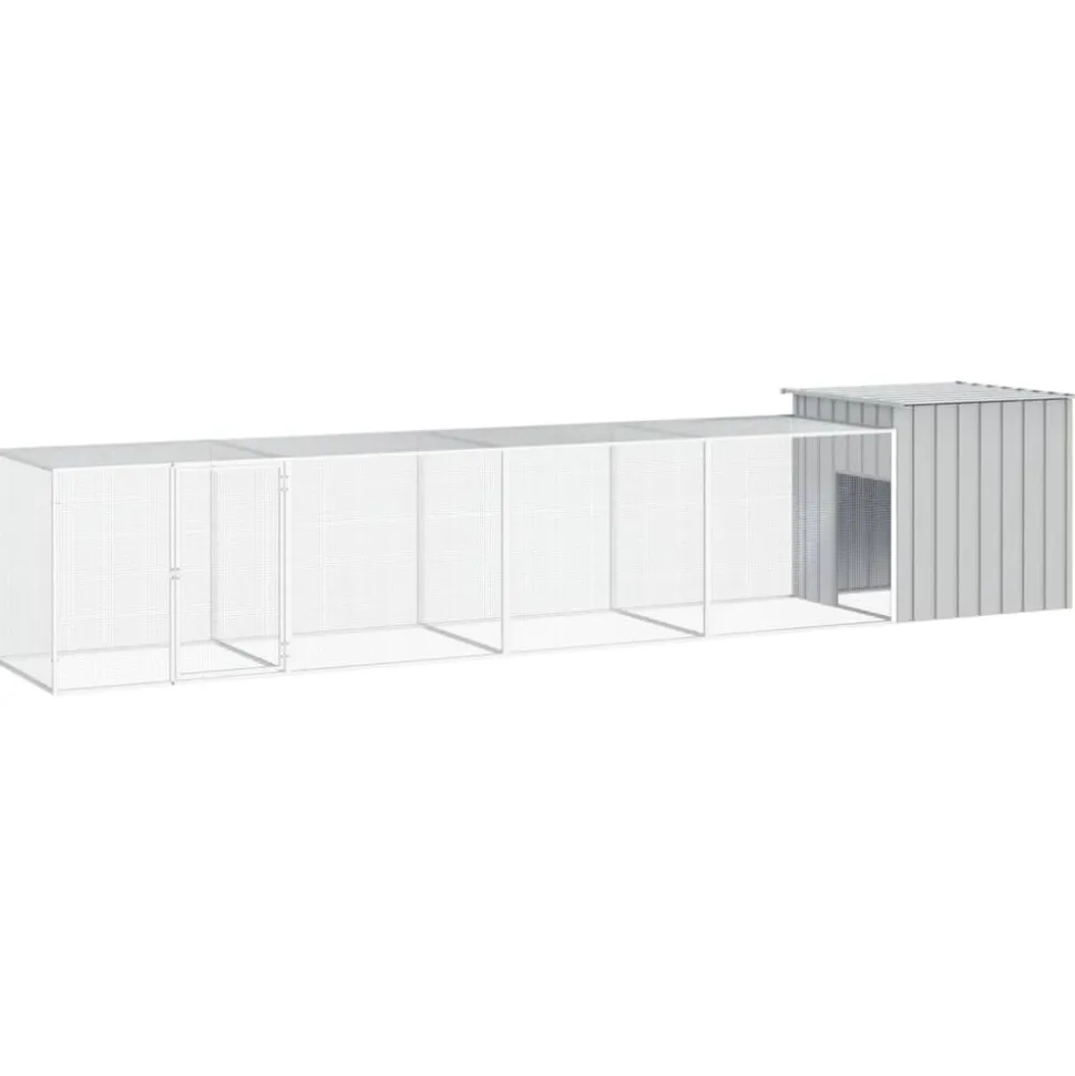 HELLOSHOP26 - Cage pour poules 500 x 91 x 100 cm acier galvanisé gris