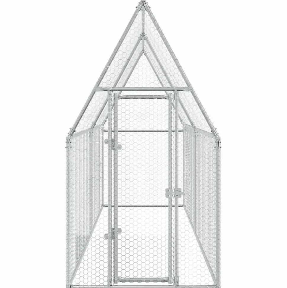 HELLOSHOP26 - Cage pour poules argenté 400 x 100 x 190 cm acier galvanisé argent