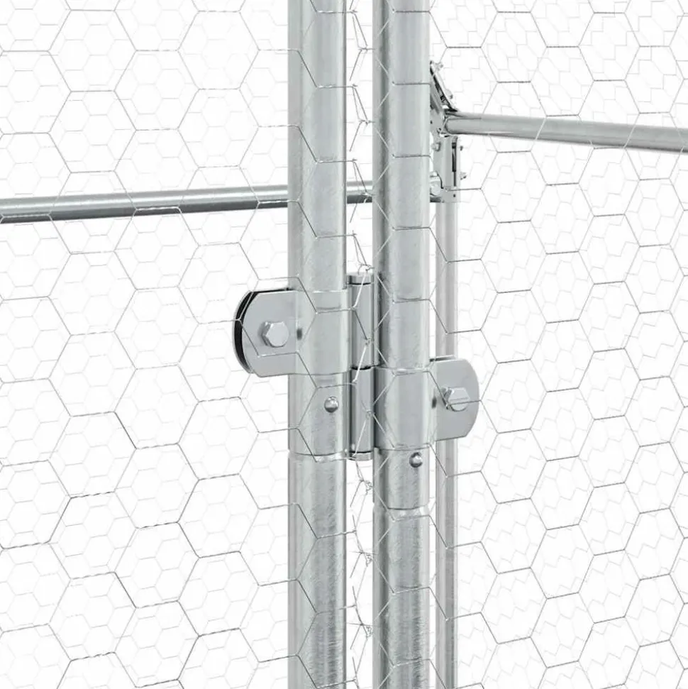 HELLOSHOP26 - Cage pour poules argenté 400 x 100 x 190 cm acier galvanisé argent