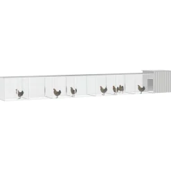 HELLOSHOP26 - Cage pour poules 800 x 91 x 100 cm acier galvanisé gris