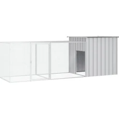 HELLOSHOP26 - Cage pour poules 300 x 91 x 100 cm acier galvanisé gris