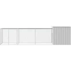 HELLOSHOP26 - Cage pour poules 400 x 91 x 100 cm acier galvanisé gris