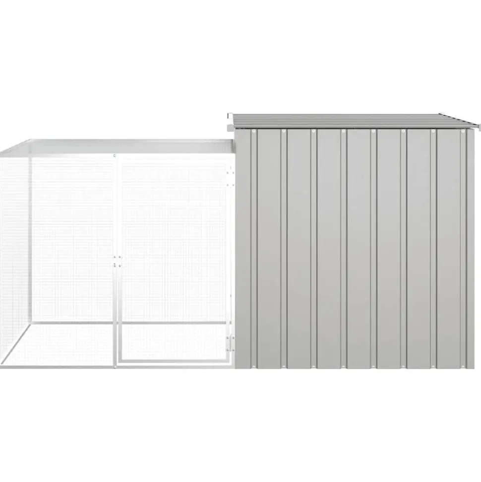 HELLOSHOP26 - Cage pour poules 200 x 91 x 100 cm acier galvanisé gris
