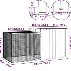 HELLOSHOP26 - Cage pour poules 200 x 91 x 100 cm acier galvanisé gris