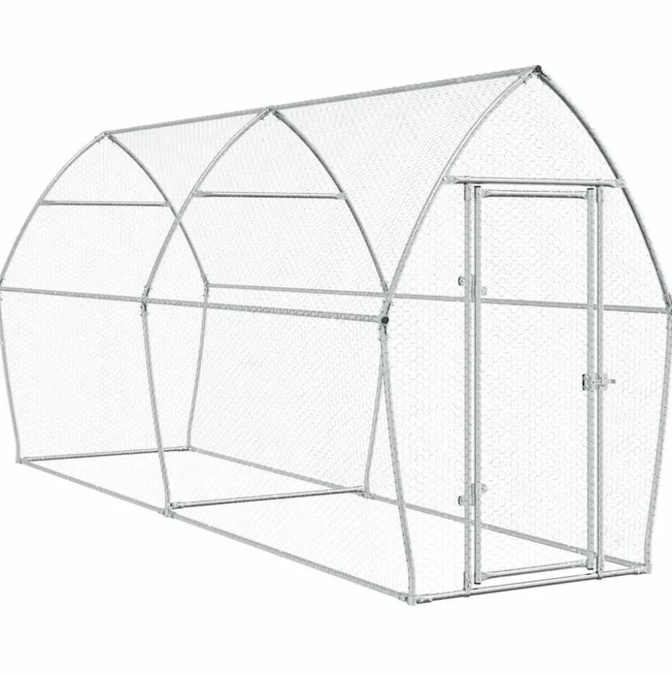 HELLOSHOP26 - Cage pour poules argenté 400 x 105 x 182 cm acier galvanisé argent