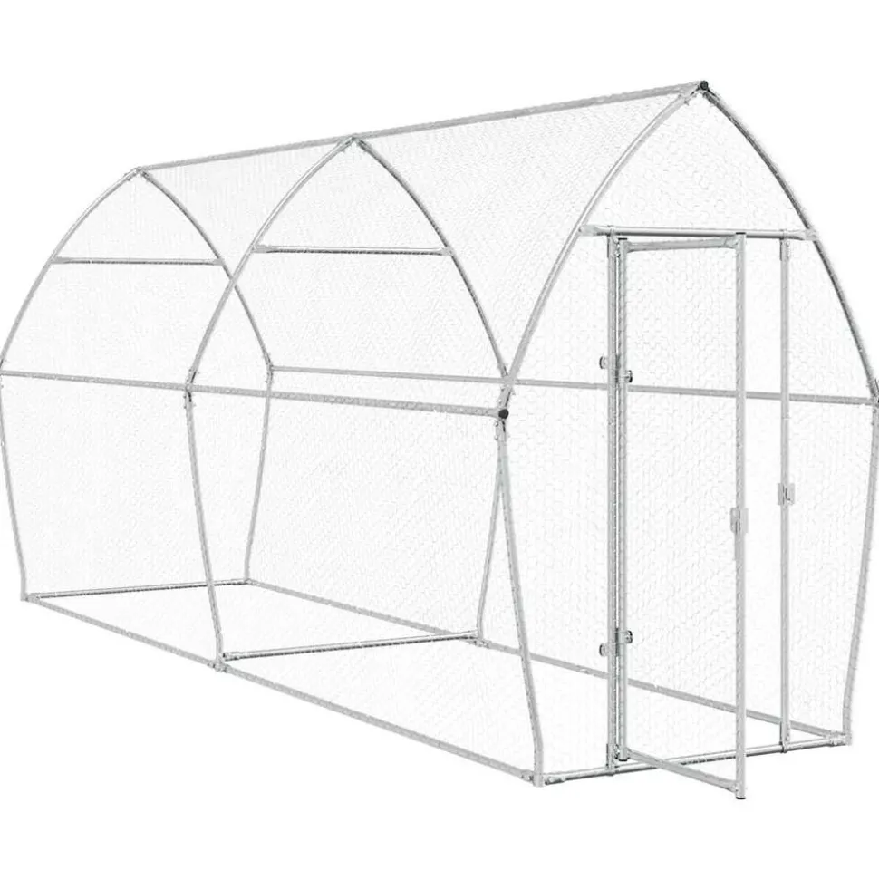 HELLOSHOP26 - Cage pour poules argenté 400 x 105 x 182 cm acier galvanisé argent