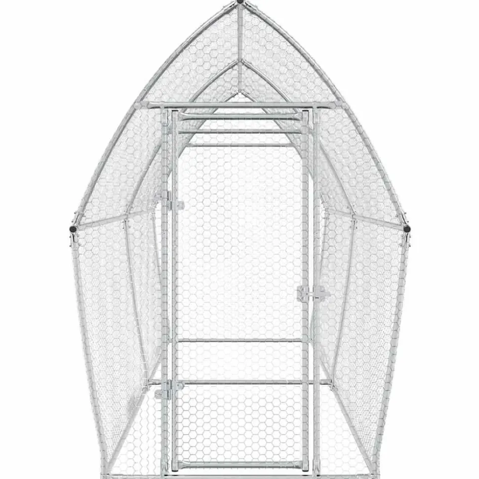 HELLOSHOP26 - Cage pour poules argenté 400 x 105 x 182 cm acier galvanisé argent