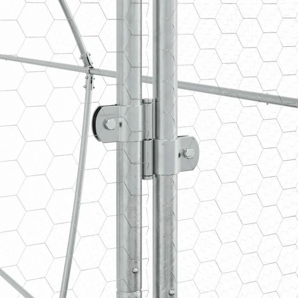 HELLOSHOP26 - Cage pour poules argenté 400 x 105 x 182 cm acier galvanisé argent