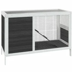 HELLOSHOP26 - Clapier 103 x 44 x 69,5 cm bois de pin massif gris