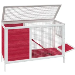 HELLOSHOP26 - Clapier rouge 103 x 44 x 69,5 cm bois de pin massif rouge