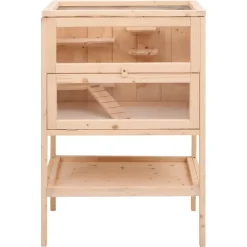 HELLOSHOP26 - Cage à hamster 55 x 40 x 80 cm bois massif de sapin marron
