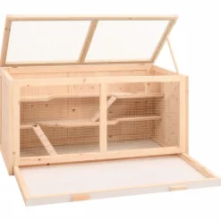 HELLOSHOP26 - Cage à hamster 89,5 x 45 x 45 cm bois massif de sapin marron