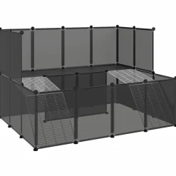 HELLOSHOP26 - Cage pour petits animaux 143 x 107 x 93 cm pp et acier noir