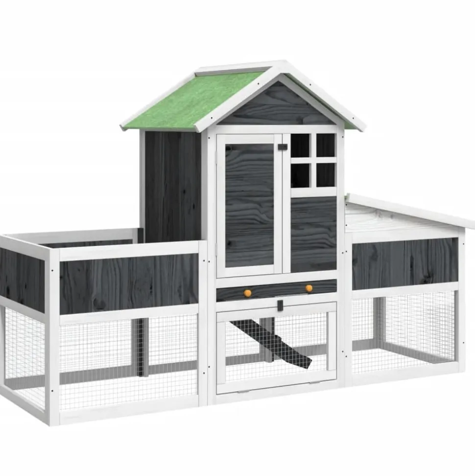 HELLOSHOP26 - Clapier 170 x 63 x 113 cm bois de pin massif gris