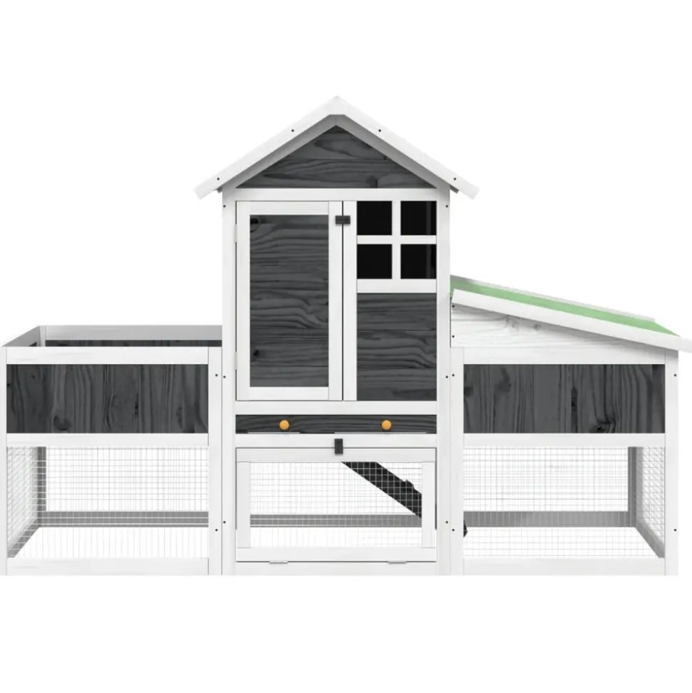HELLOSHOP26 - Clapier 170 x 63 x 113 cm bois de pin massif gris