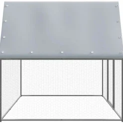 HELLOSHOP26 - Poulailler enclos cage poules argenté et 3 x 2 x 2 m acier galvanisé argent