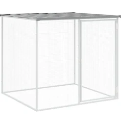 HELLOSHOP26 - Poulailler enclos cage poules avec toit clair 803 x 98 x 90 cm acier galvanisé gris