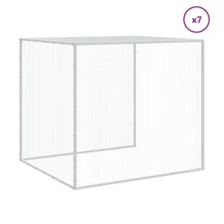 HELLOSHOP26 - Poulailler enclos cage poules avec toit clair 803 x 98 x 90 cm acier galvanisé gris