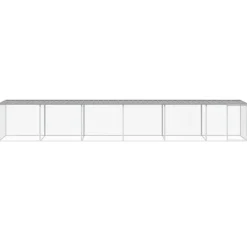 HELLOSHOP26 - Poulailler enclos cage poules avec toit clair 603 x 98 x 90 cm acier galvanisé gris