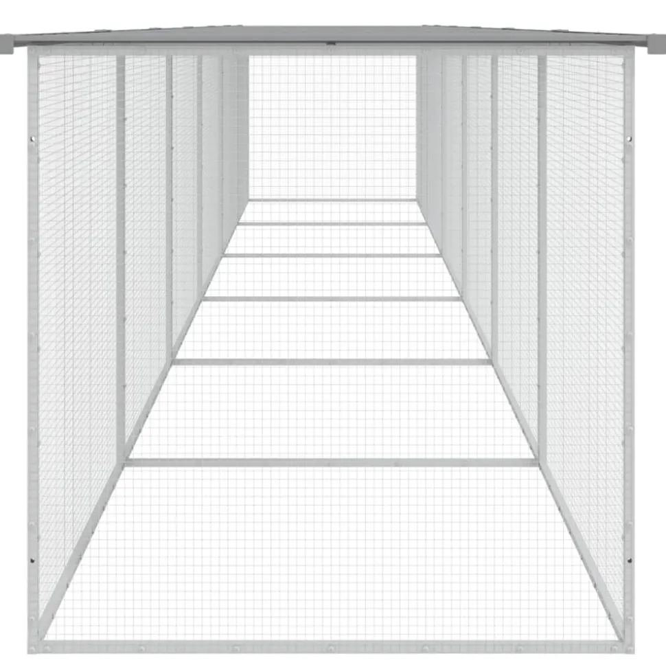 HELLOSHOP26 - Poulailler enclos cage poules avec toit clair 603 x 98 x 90 cm acier galvanisé gris