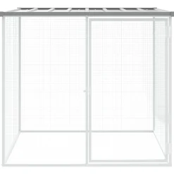 HELLOSHOP26 - Poulailler enclos cage poules avec toit clair 103 x 98 x 90 cm acier galvanisé gris