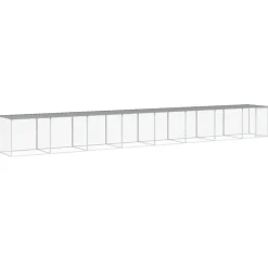 HELLOSHOP26 - Poulailler enclos cage poules avec toit clair 803 x 98 x 90 cm acier galvanisé gris