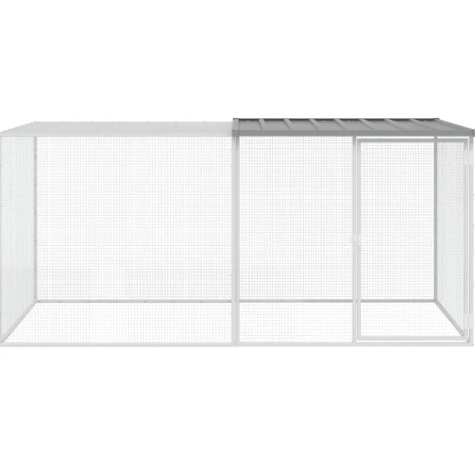 HELLOSHOP26 - Poulailler enclos cage poules avec toit clair 203 x 98 x 90 cm acier galvanisé gris