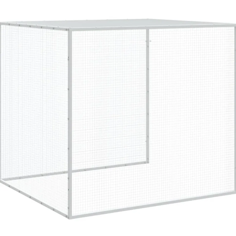 HELLOSHOP26 - Poulailler enclos cage poules avec toit clair 403 x 98 x 90 cm acier galvanisé gris