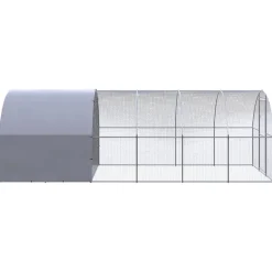 HELLOSHOP26 - Poulailler enclos cage poules d'extérieur 3 x 6 x 2 m acier galvanisé argent