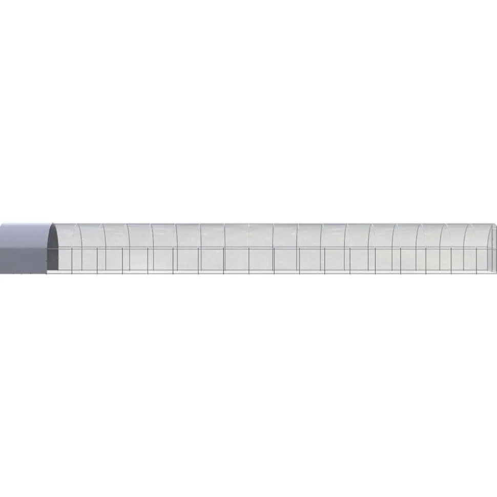 HELLOSHOP26 - Poulailler enclos cage poules d'extérieur 3 x 20 x 2 m acier galvanisé argent
