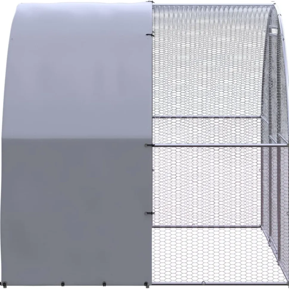 HELLOSHOP26 - Poulailler enclos cage poules d'extérieur 3 x 2 x 2 m acier galvanisé argent