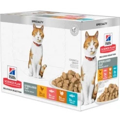 HILL'S - Patee chat science plan adult sterilised young adult mixte 4 saveurs (sachet) - hill's 12*85 g