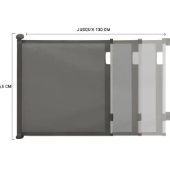 IDMARKET - Barrière de sécurité rétractable pour animaux domestiques 130 cm gris