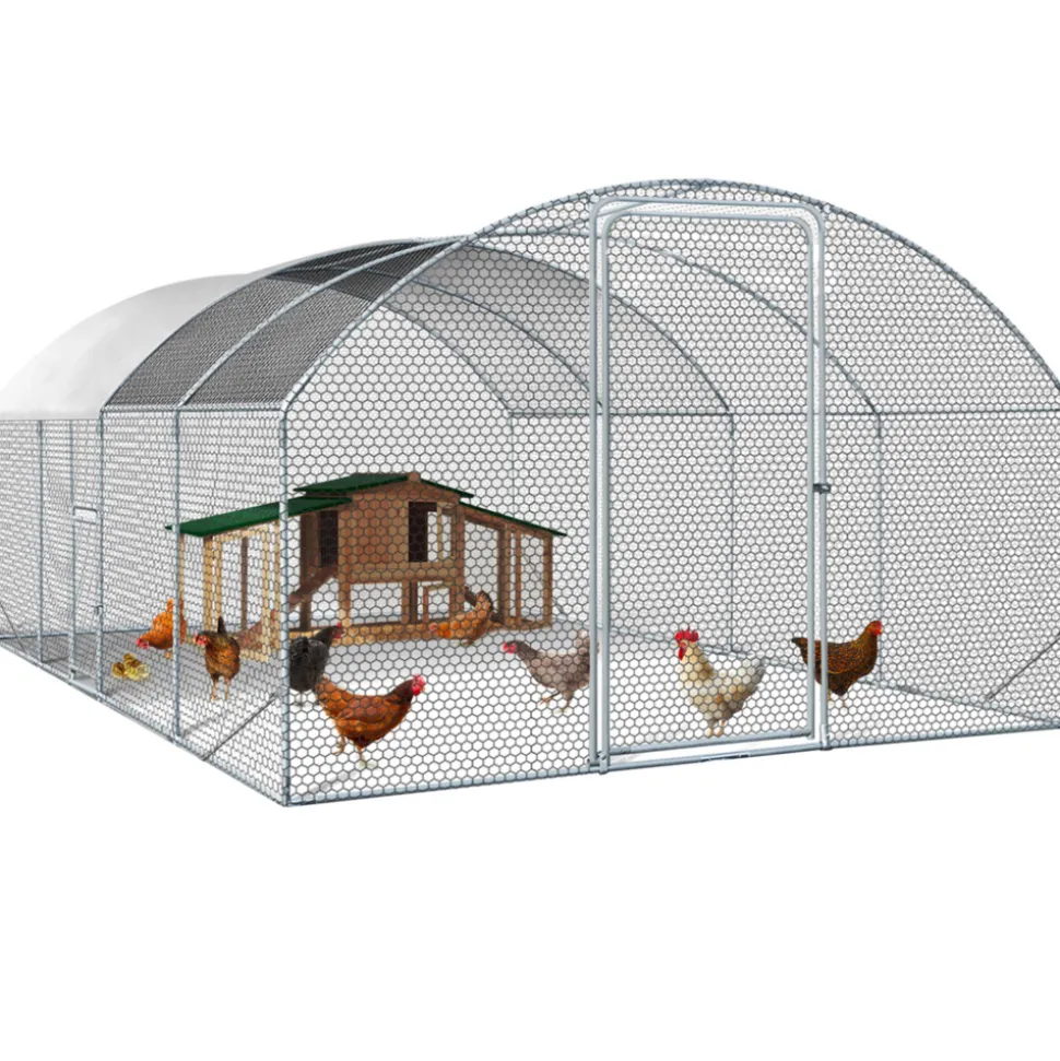 IDMARKET - Enclos poulailler dôme 15 m² parc grillagé 3x5 m avec porte latérale