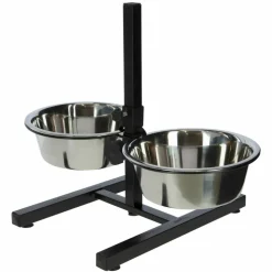 KERBL - Mangeoires d'animaux de compagnie avec support 2x2,8 l 43cm noir