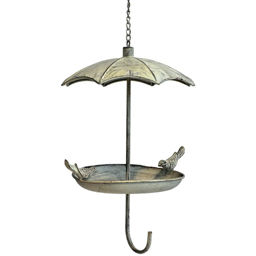 LA GRANDE PRAIRIE - Grande mangeoire oiseaux ombrelle fer à suspendre 33x29x69cm
