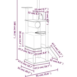 MAISON EXCLUSIVE - Arbre à chat avec griffoirs en sisal crème 168 cm