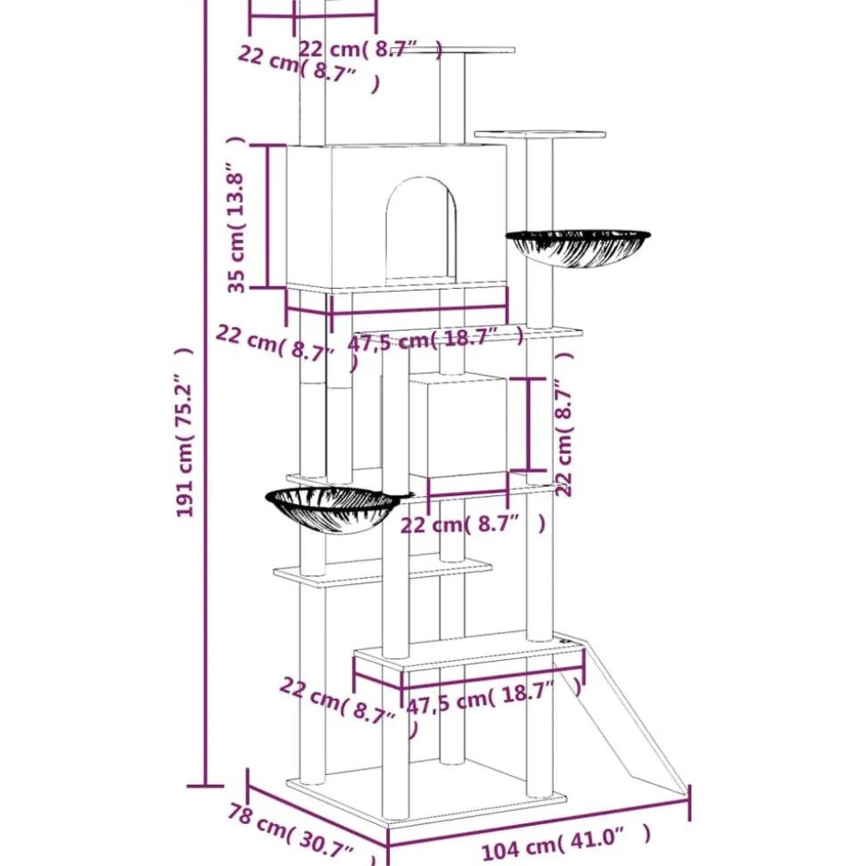 MAISON EXCLUSIVE - Arbre à chat avec griffoirs en sisal crème 191 cm