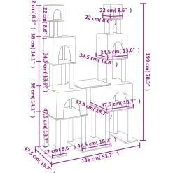 MAISON EXCLUSIVE - Arbre à chat avec griffoirs en sisal crème 199 cm