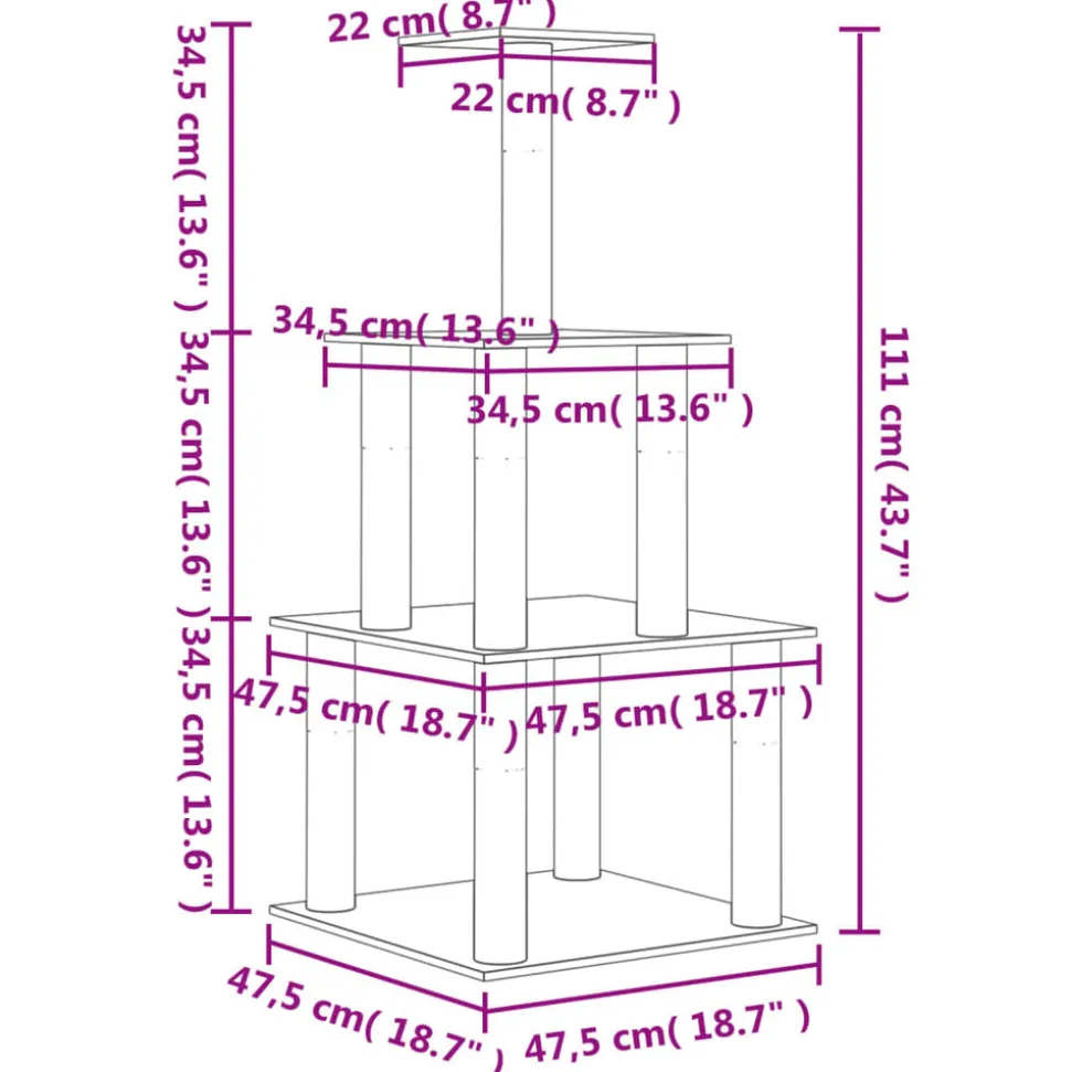 MAISON EXCLUSIVE - Arbre à chat avec griffoirs en sisal crème 111 cm